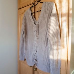 LACE UP Sweater Size Small Warm!